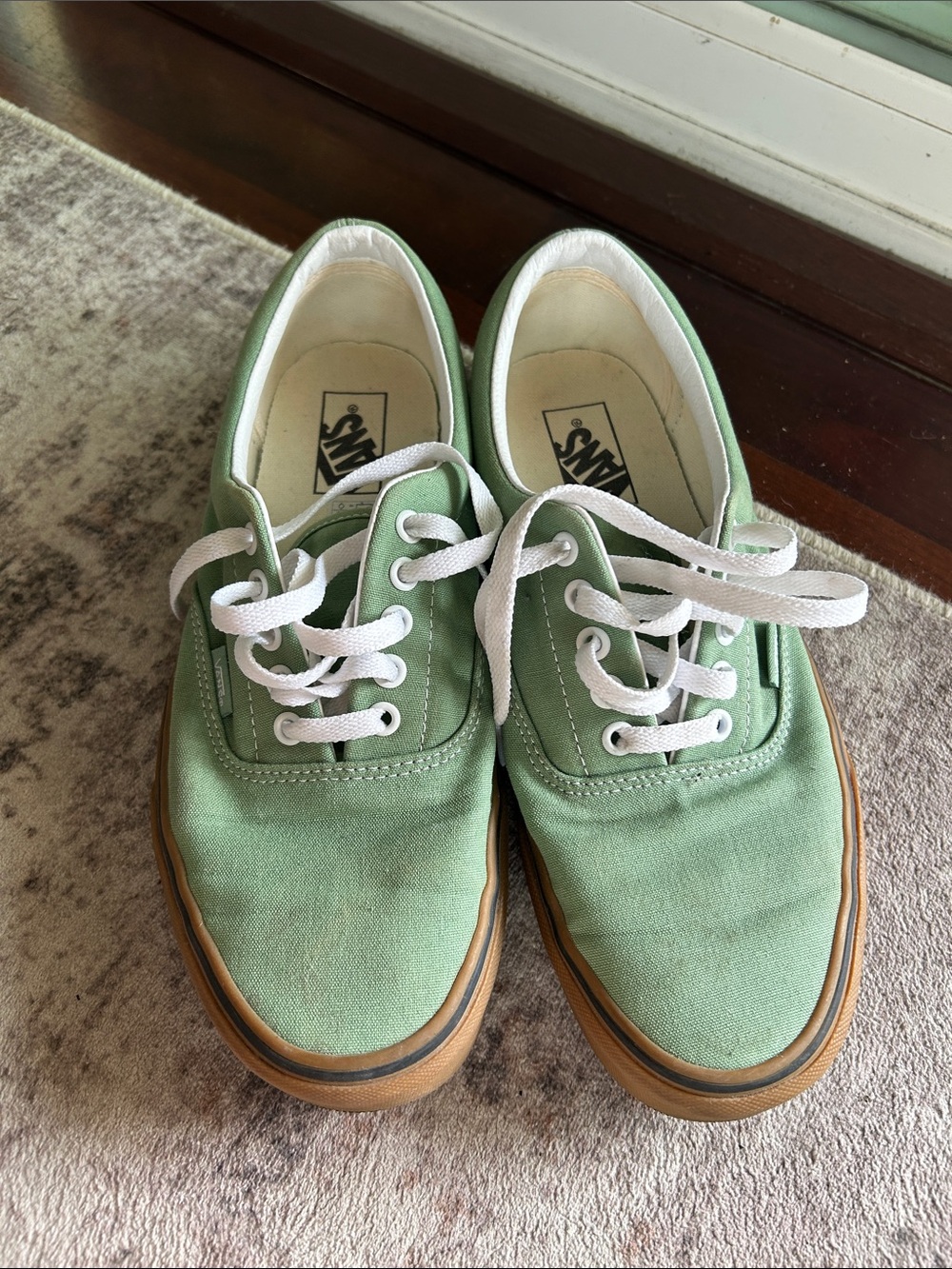 Vans Kids Low-Top Canvas Sneakers in Sage Green with Gum Sole